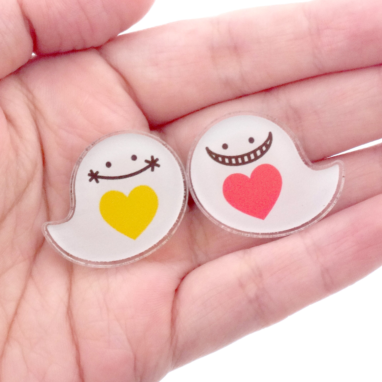 ハロウィン アクリルマグネットバッジ おばけ ピンク