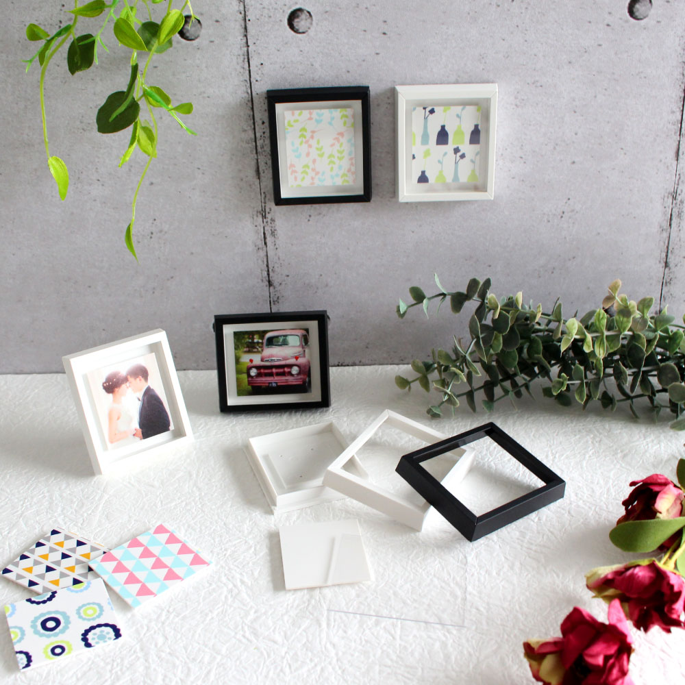 ミニ額縁 Tシャツ型プレート マグネット パーツ5点セット ブラック／ホワイト