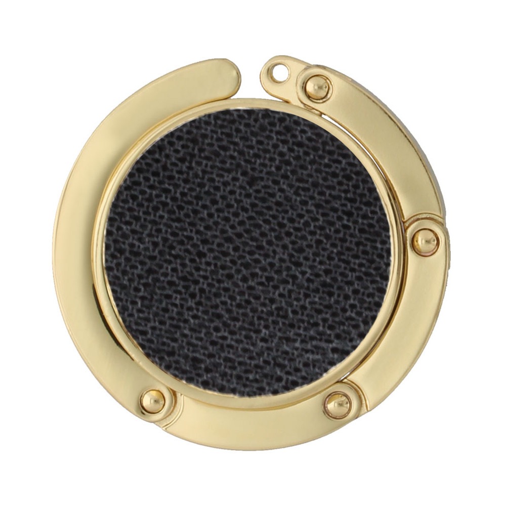 フェイクレザー ハンドバックハンガー 丸型 ゴールド