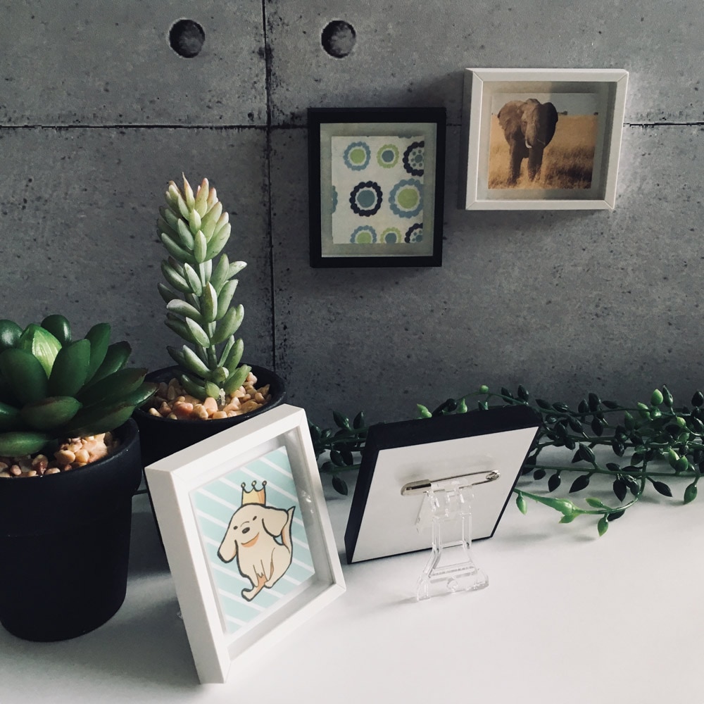 ミニ額縁 プレート大（フルサイズ） マグネット パーツ5点セット ブラック／ホワイト