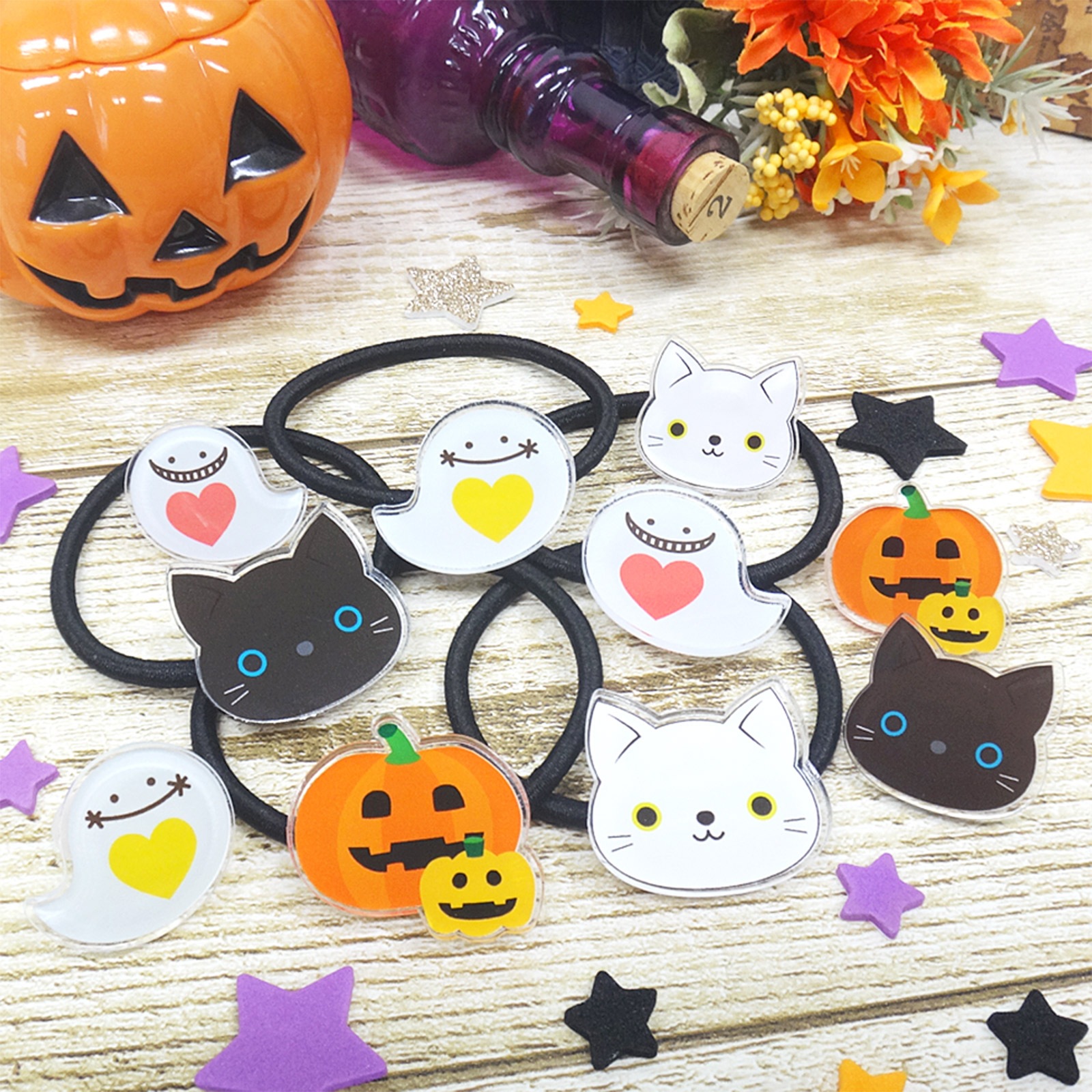 ハロウィン アクリルマグネットバッジ 白猫 しろねこ