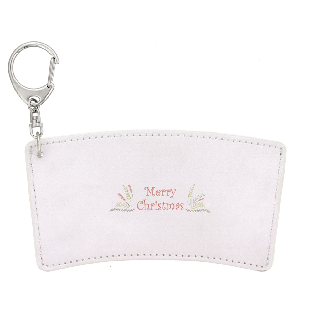 クリスマス カップスリーブ 合皮レザー製 デザインB（グレー×ツリー）