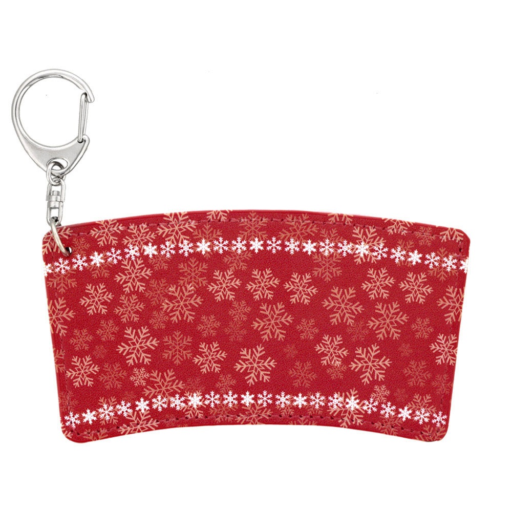 クリスマス カップスリーブ 合皮レザー製 デザインＤ（レッド×スノー）