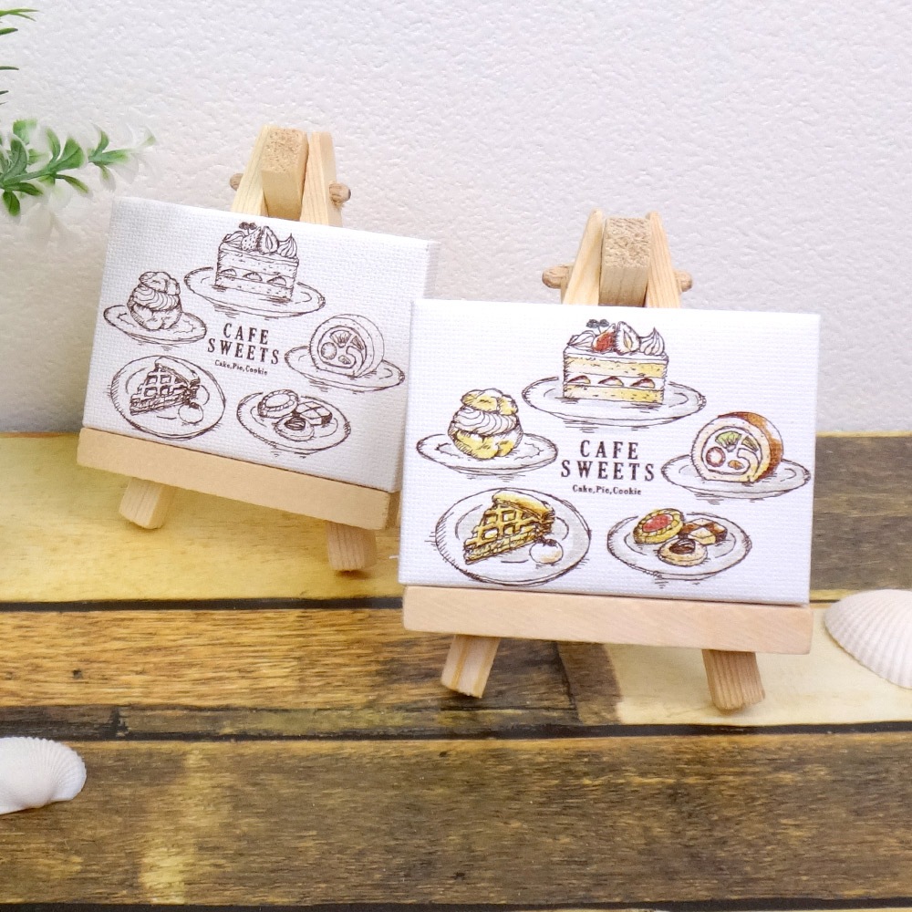 大人の塗り絵 ミニキャンバス 50×70mm カフェ スイーツセット