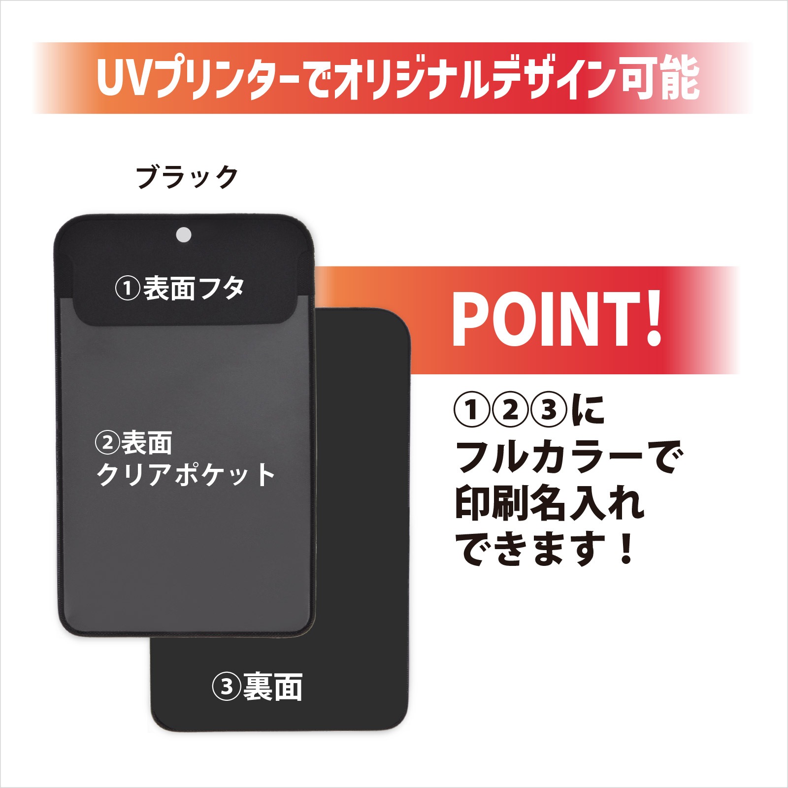 PVC製 フォトカードホルダー ロングタイプ クリア／ブラック