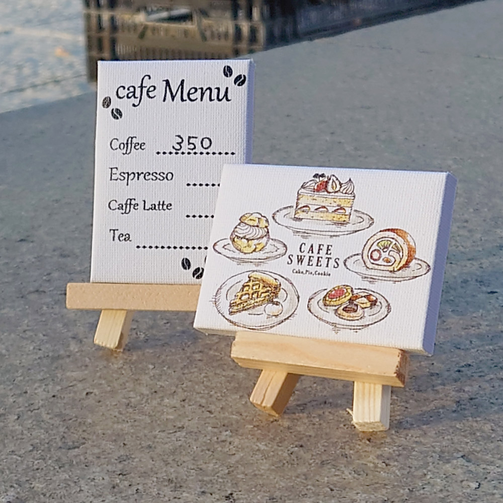 大人の塗り絵 ミニキャンバス 50×70mm カフェ ショートケーキ