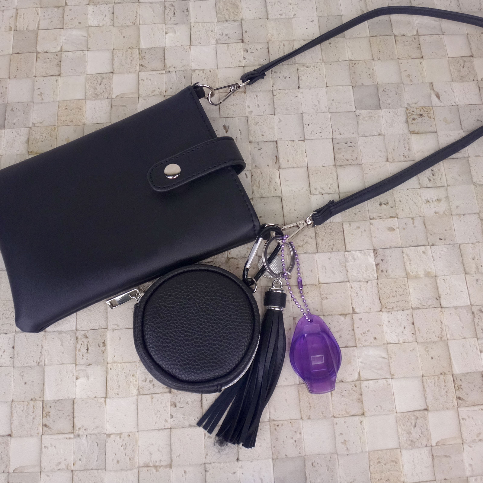 プラスチック（ABS製） ホイッスル ボールチェーン付き パープル