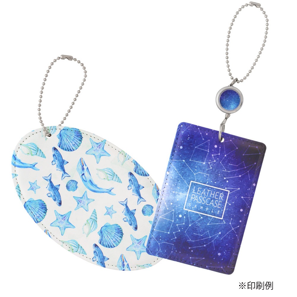 PU製パスケース 2つ折りタイプ 長方形 窓付き 白