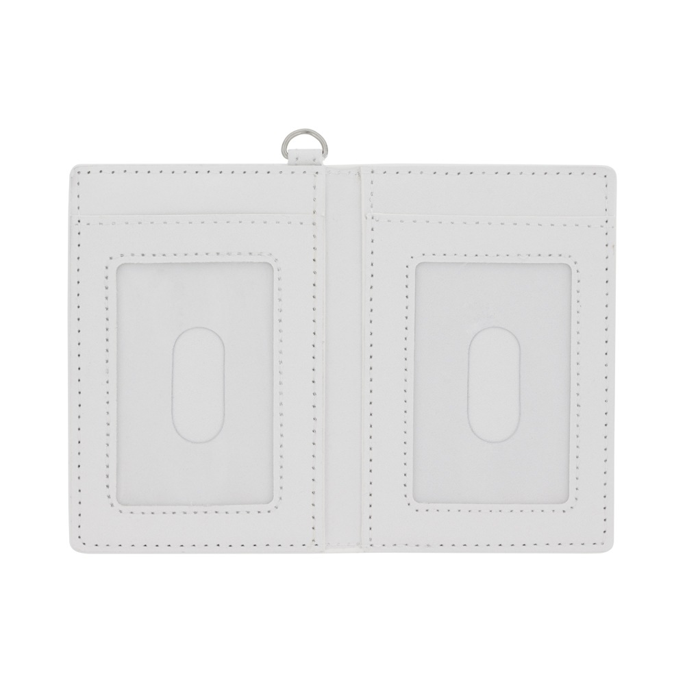 PU製パスケース 2つ折りタイプ 長方形 窓付き 白