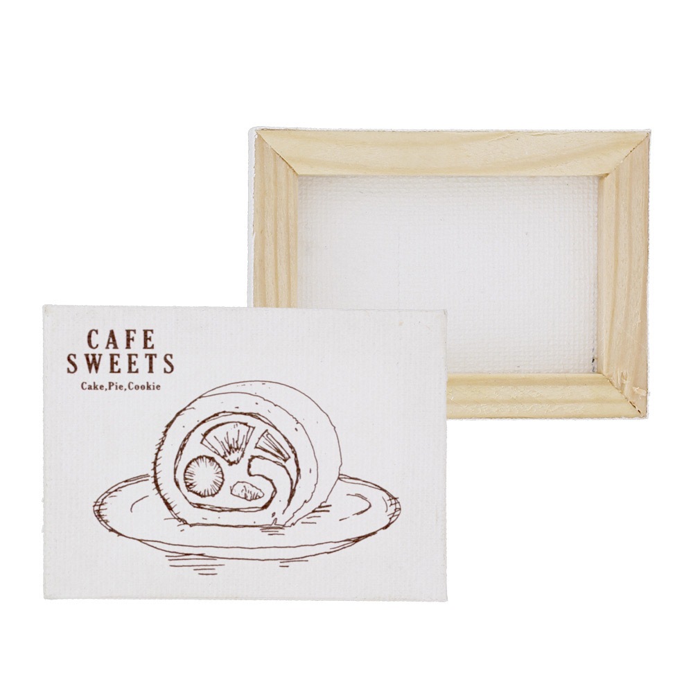 大人の塗り絵 ミニキャンバス 50×70mm カフェ ロールケーキ