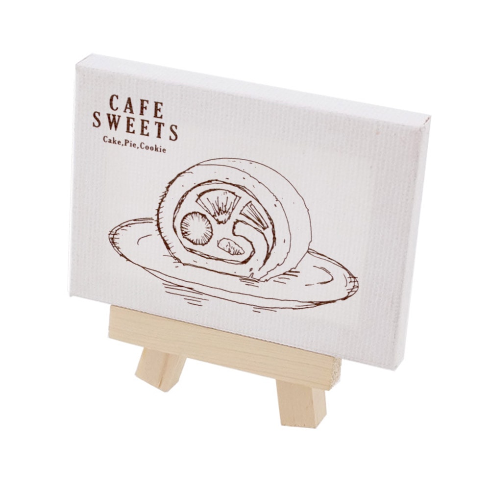 大人の塗り絵 ミニキャンバス 50×70mm カフェ ロールケーキ