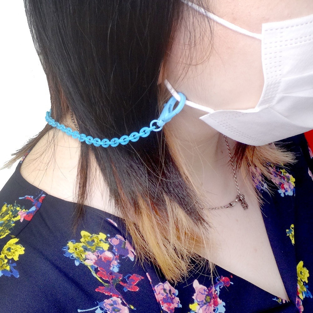 カニカン付きプラチェーン マスクチェーン ブルー