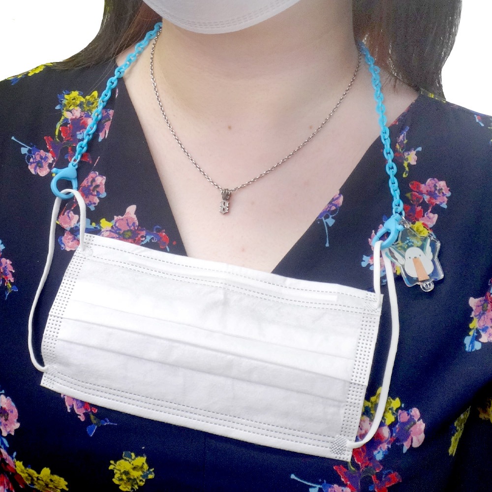 カニカン付きプラチェーン マスクチェーン ブルー