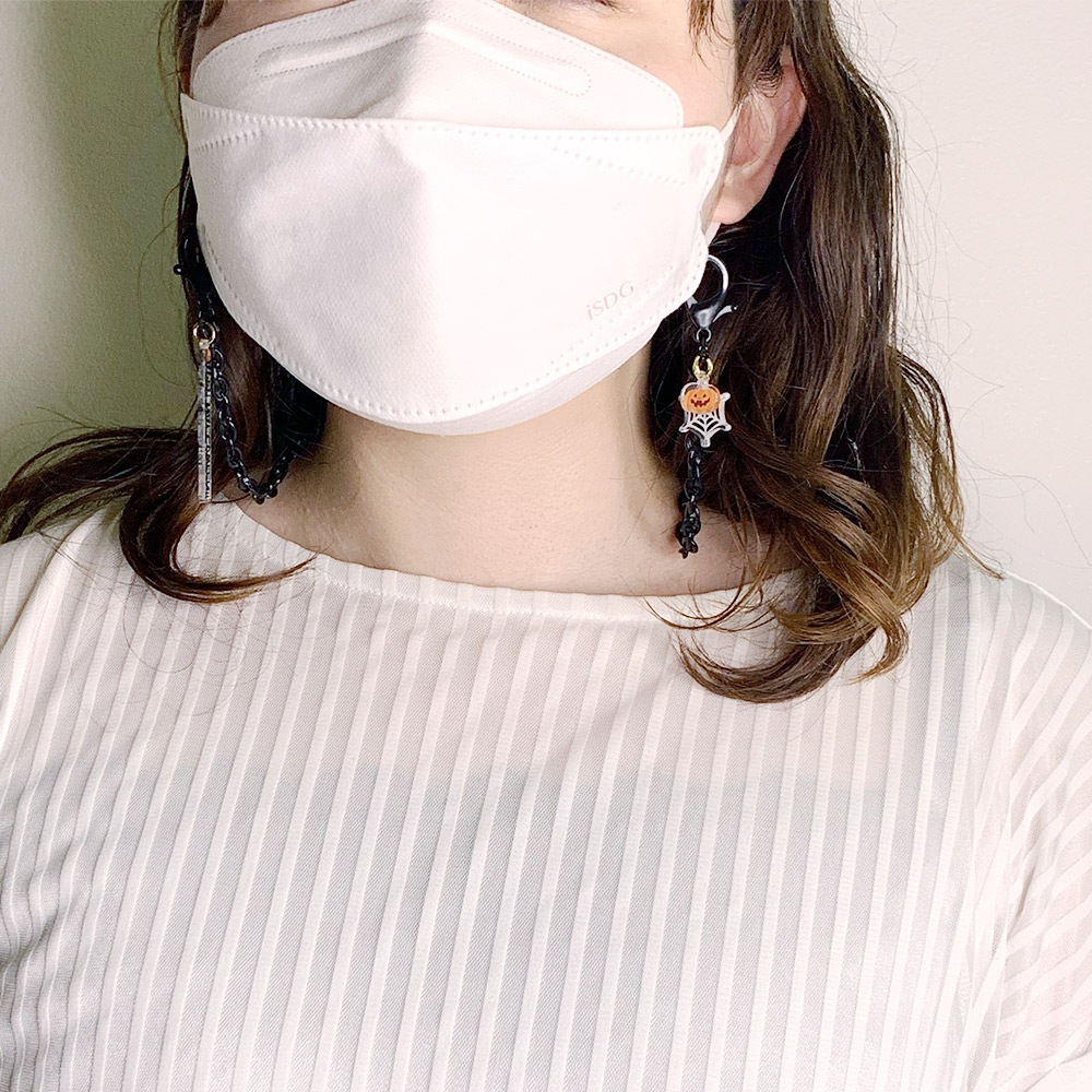 ハロウィン アクリルチャーム付き プラスチックカニカンチェーン ブラック
