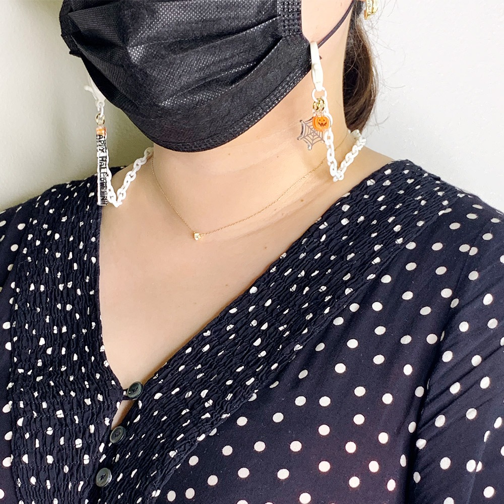 ハロウィン アクリルチャーム付き プラスチックカニカンチェーン ブルー