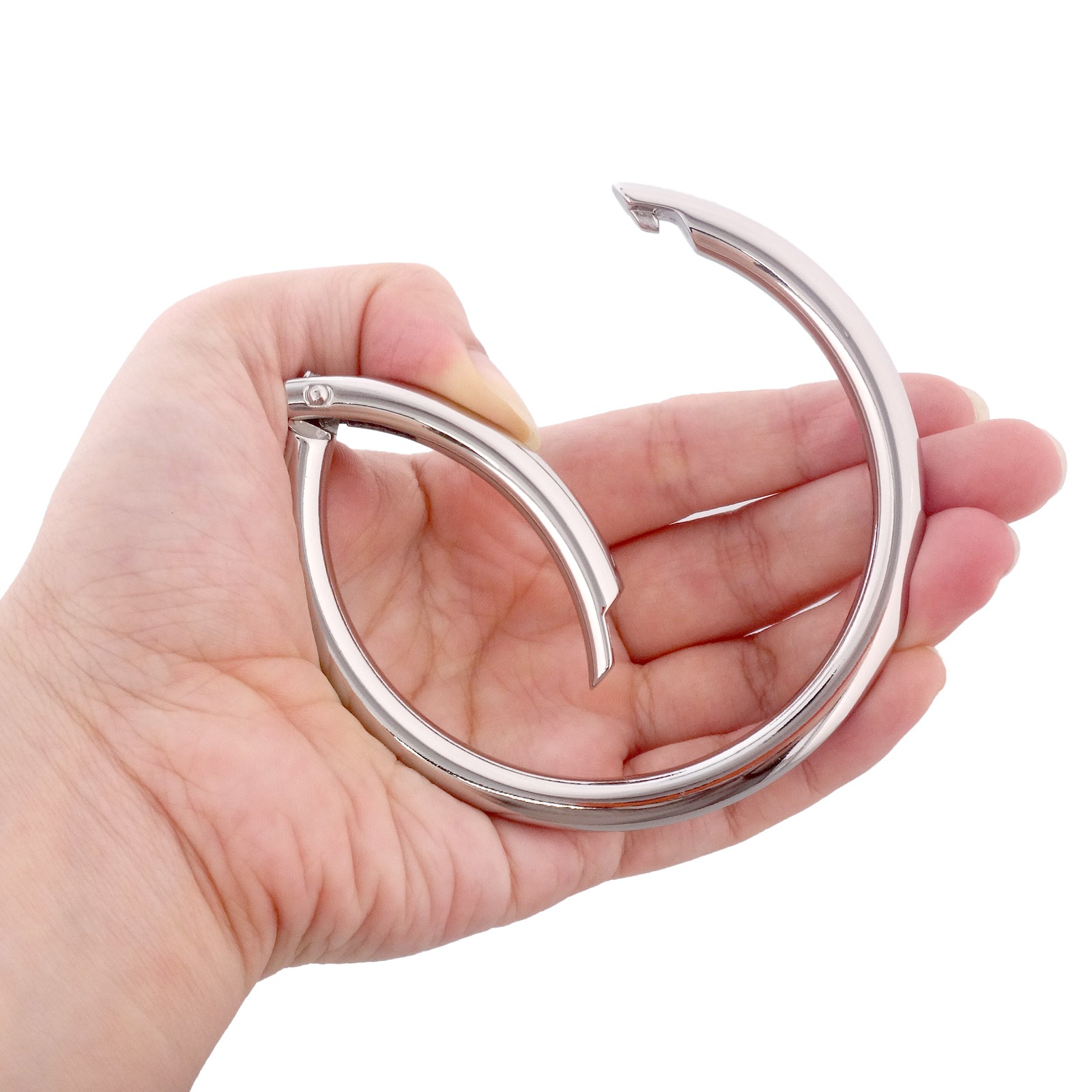 ダイキャストカラビナ 特大 φ6.5×83mm 丸線丸型 シルバー【在庫限り】