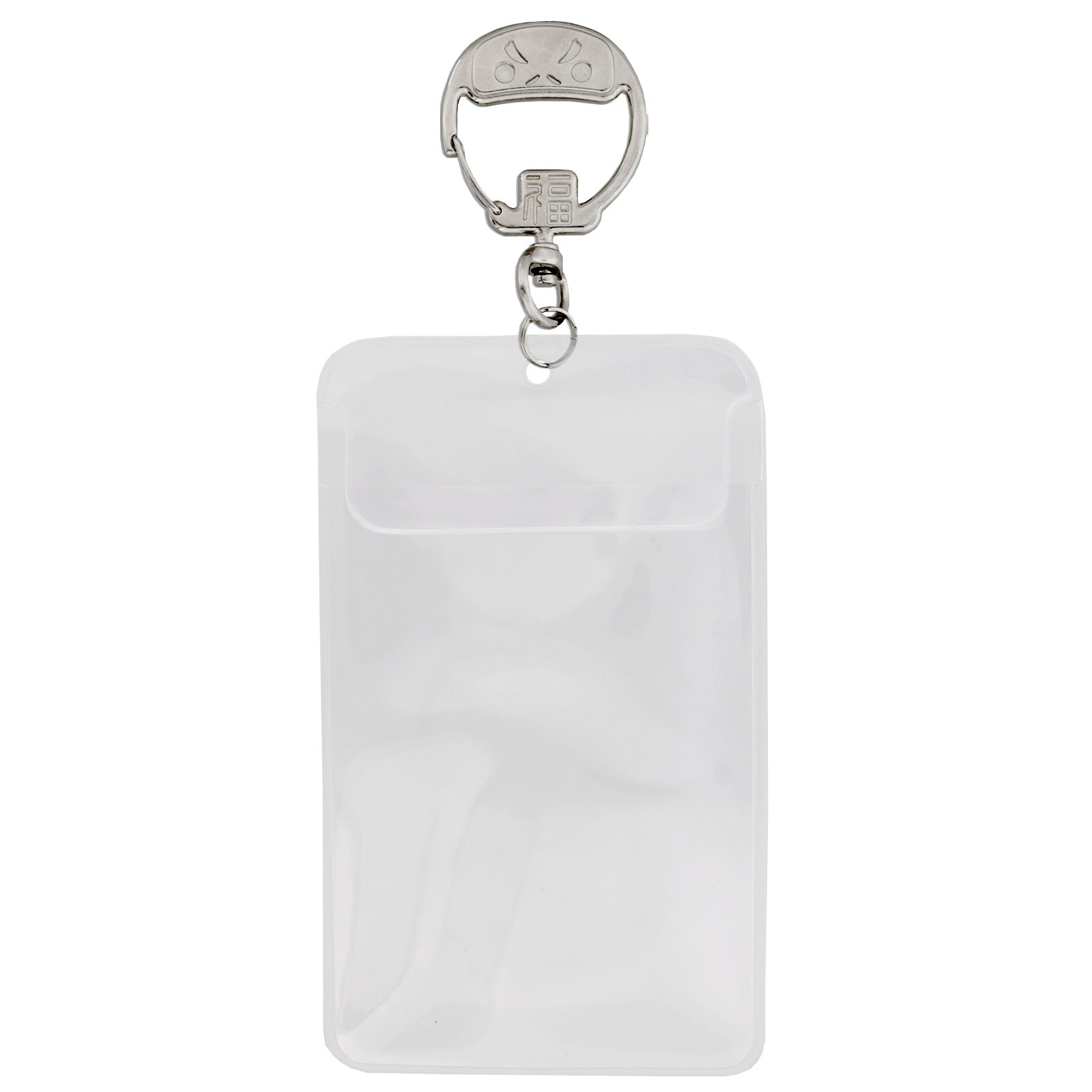 だるまチャームフック PVC製 フォトカードホルダー クリア 台紙付き お守りホルダー