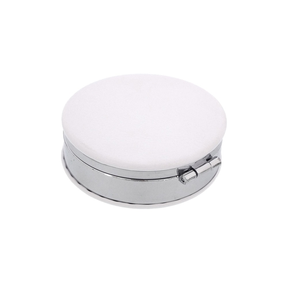 PU製コンパクトピルケース マカロン (丸型) ホワイト 無地 【在庫限り】