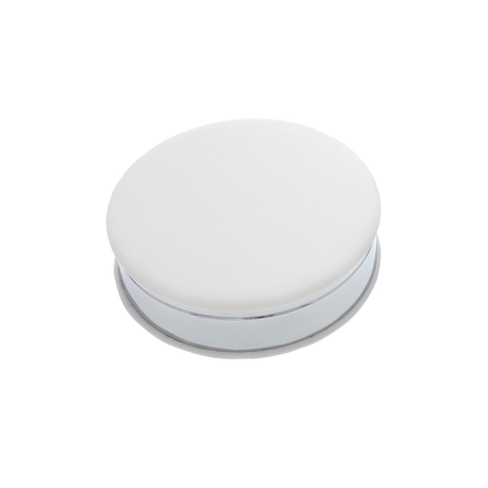 PU製コンパクトピルケース マカロン (丸型) ホワイト 無地 【在庫限り】