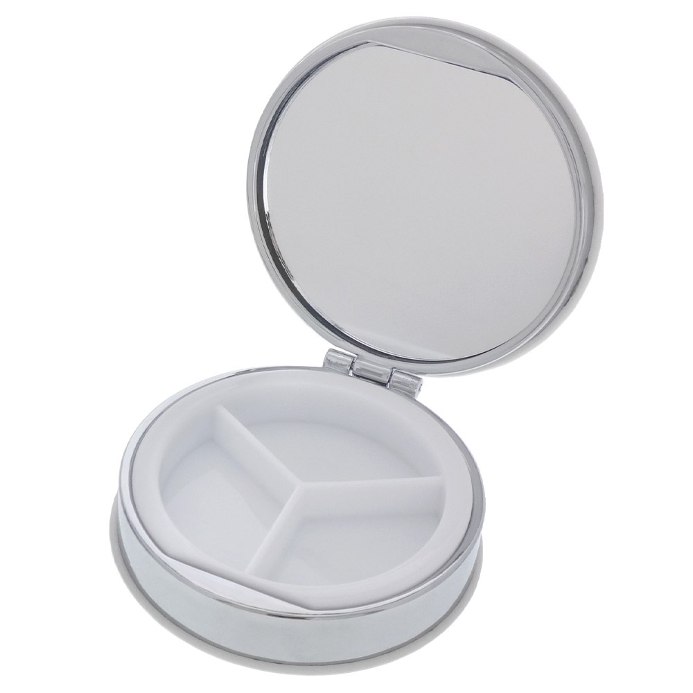 PU製コンパクトピルケース マカロン (丸型) ホワイト 無地 【在庫限り】