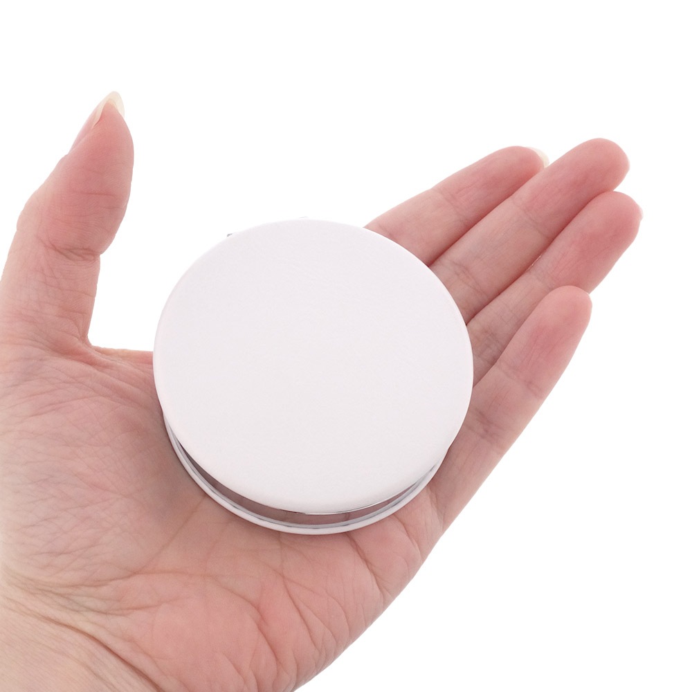 PU製コンパクトピルケース マカロン (丸型) ホワイト 無地 【在庫限り】