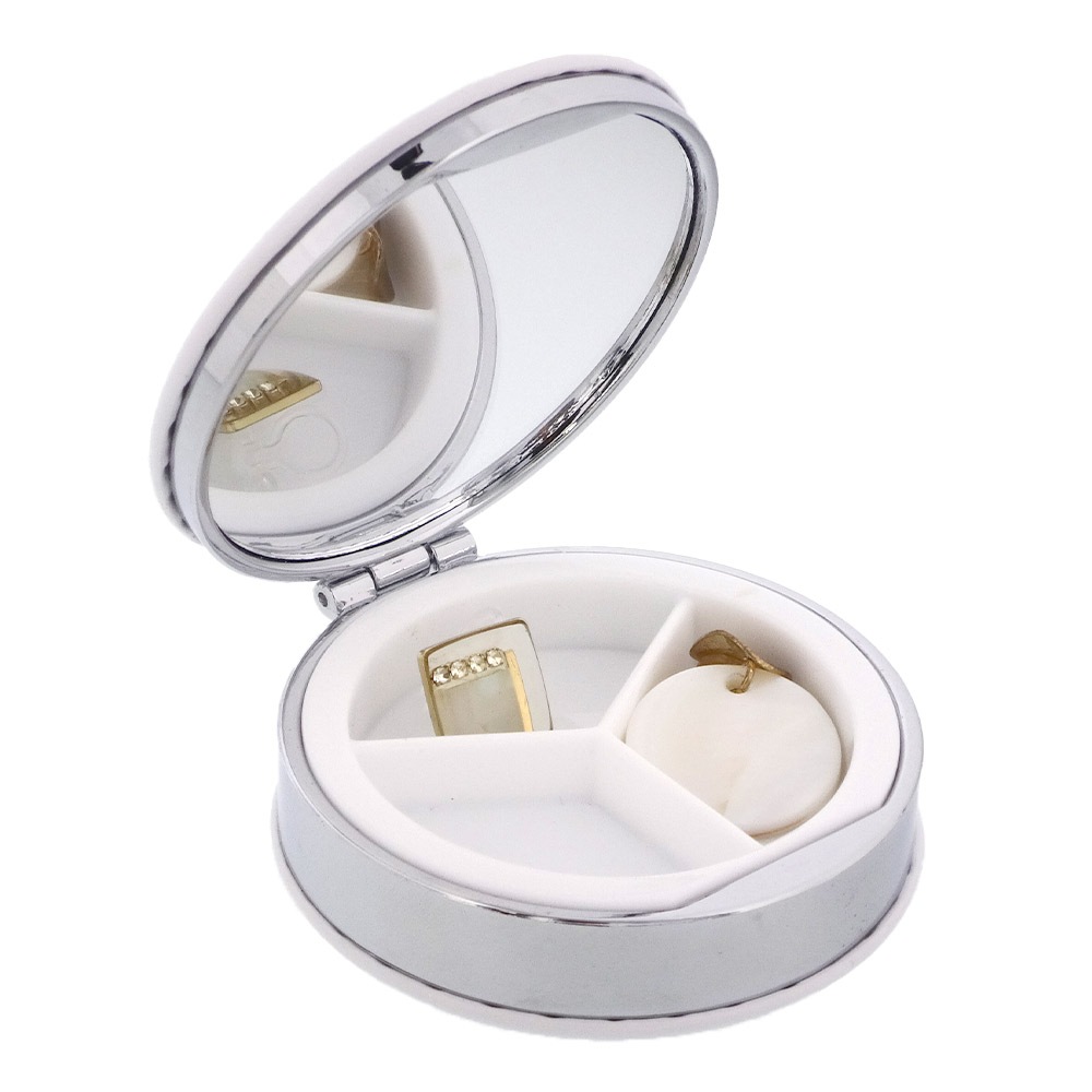 PU製コンパクトピルケース マカロン (丸型) ホワイト 無地 【在庫限り】