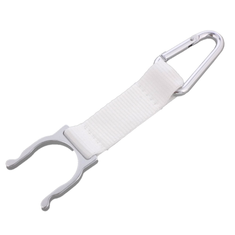 アルミ製 ペットボトルホルダー カラビナ付ストラップ ホワイト