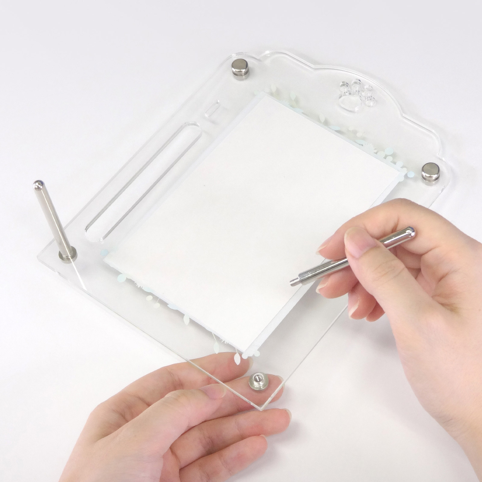 フォトスタンドパーツ 真鍮製 留め具 オス 6mm ニッケル｜パーツ材料の