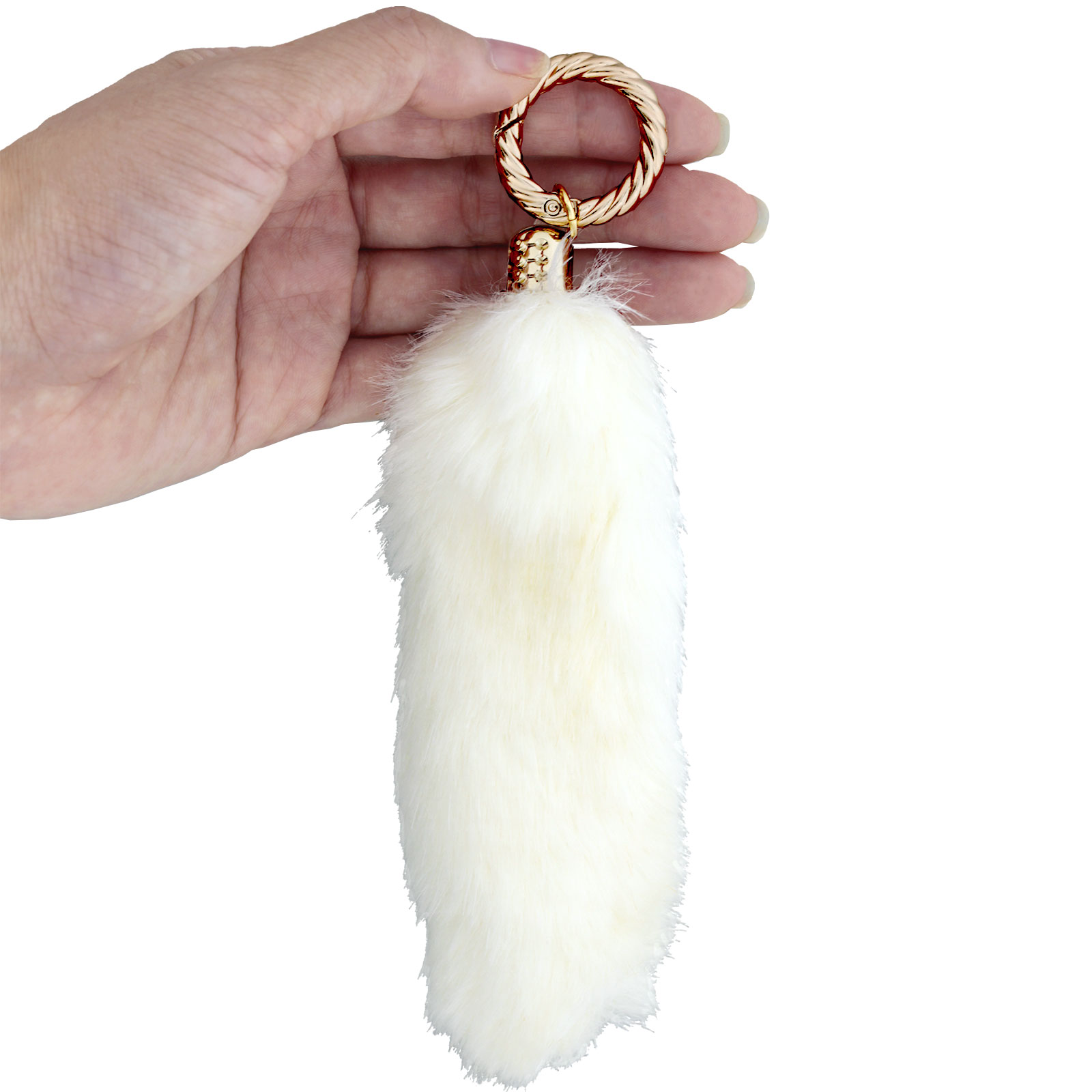 フェイクファー (エコファー) しっぽ カラビナ縄目タイプ付き ブラウン