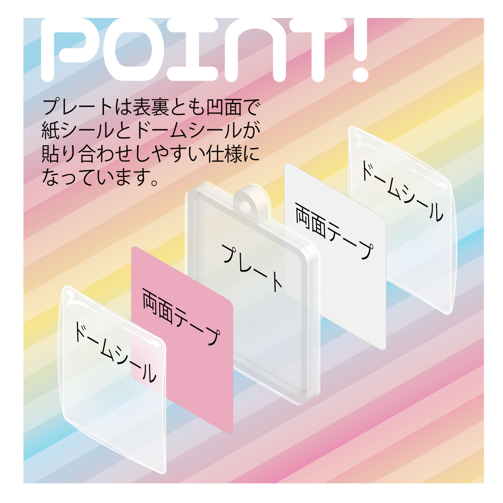 ぷっくりミニチャーム ネコ型 本体カニカンフック付き/ドームシール/両面テープ