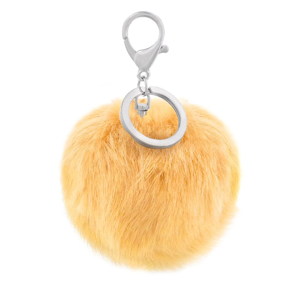 フェイクファーチャーム ライトブラウン 12cm 二重リング＆フック付き シルバー