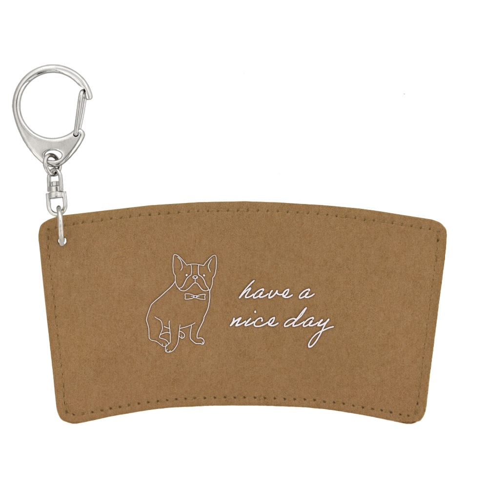 デザイン カップスリーブ 合皮レザー製 ブラウン 犬（いぬ）