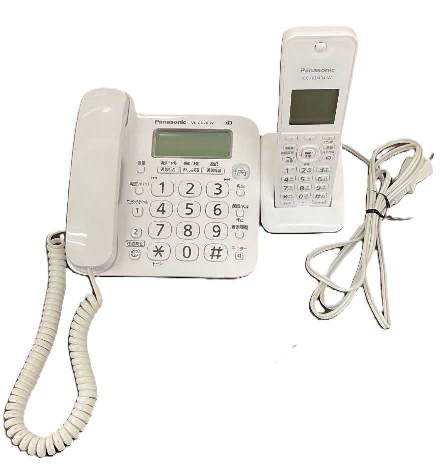 通電確認済 パナソニック Panasonic コードレス 電話 ホワイト 電話機