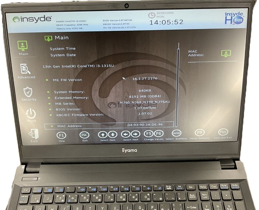iiyama イイヤマ NJ50AU ノートパソコン Core i3 メモリ640KB 通電確認済
