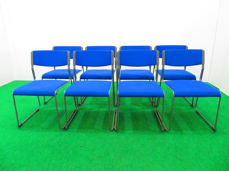 中古オフィス家具 スタックチェアー ブルー JOIFA 409 サイズ 