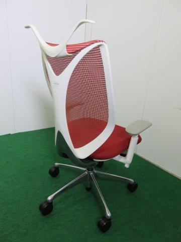 中古 okamura製　オフィスチェア　(Saburinaシリーズ/C854BW FSY9）　レッド　2015年製　P0908-01 okamura製 オフィスチェア/ハイバック(Saburinaシリーズ/C854BW FSY9