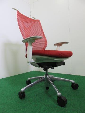中古 okamura製　オフィスチェア　(Saburinaシリーズ/C854BW FSY9）　レッド　2015年製　P0908-01 okamura製 オフィスチェア/ハイバック(Saburinaシリーズ/C854BW FSY9