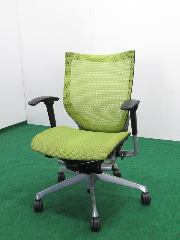 バロンチェア ヘッドレスト 可動式 オカムラ グリーン バロン