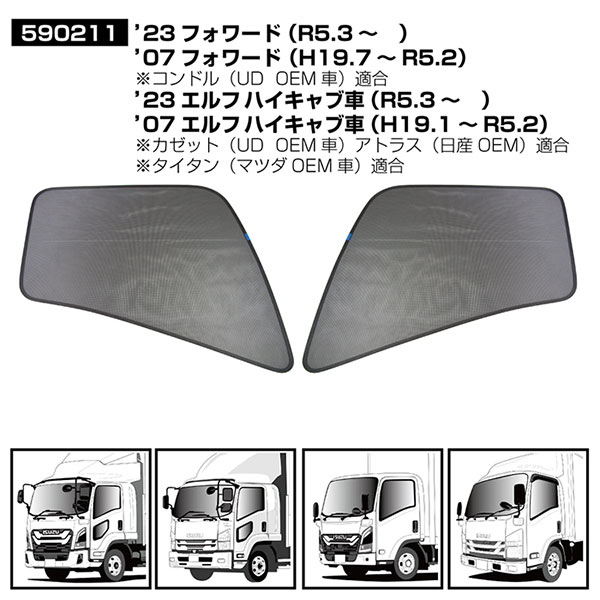 590211　トラック用品　エコネット　ECOネット　虫除け/遮光用　いすゞ23フォワード/07フォワード　23エルフ/07エルフ標準ハイキャブ車/ワイド車　　1台分