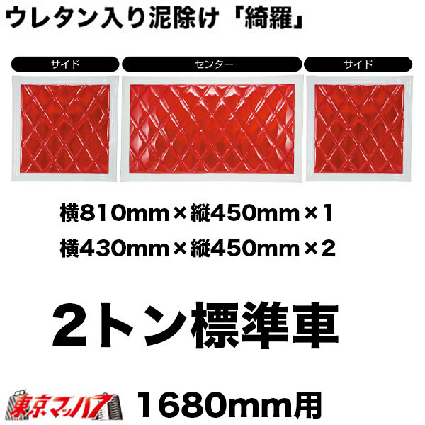 523931-523935-851　ウレタン入り　泥除け「綺羅」Ｗステッチ　長たれ2トン標準　横810mm×縦450mm×1　横430mm×縦450mm×2　10Sトラック泥除けジェットイノウエ