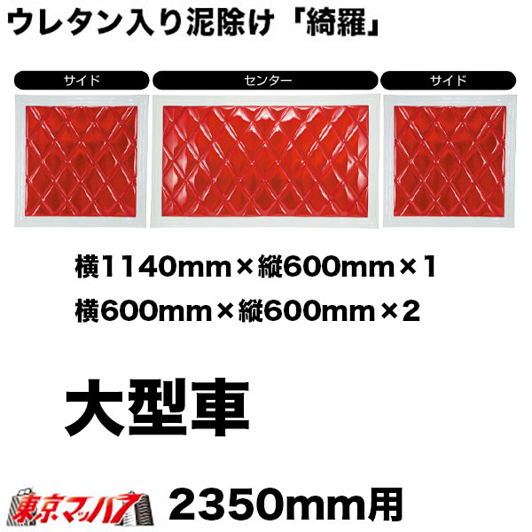 523971-523975-911　ウレタン入り　泥除け「綺羅」Ｗステッチ　長たれ大型　横1140mm×縦600mm×1　横600mm×縦600mm×2　10Sトラック泥除けジェットイノウエ