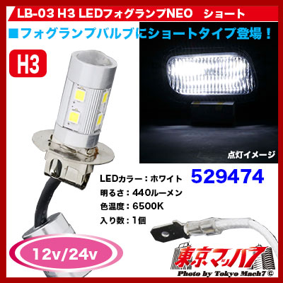 LB-03 H3 LEDフォグランプNEO ショート ホワイト 1個入 12v/24v