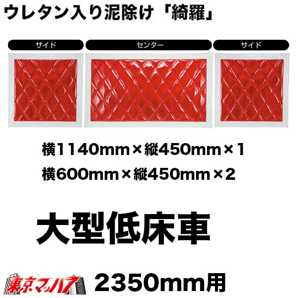 523981-523985-991　ウレタン入り　泥除け「綺羅」Ｗステッチ　長たれ大型低床　横1140mm×縦450mm×1　横600mm×縦450mm×2　10Sトラック泥除けジェットイノウエ