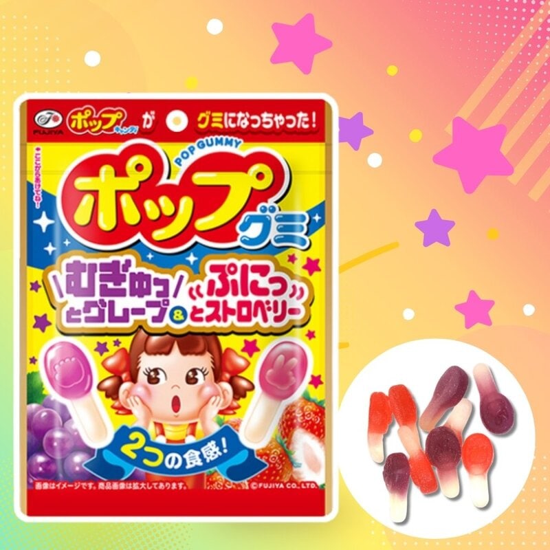 170円 不二家 54gポップグミ むぎゅっとグレープ&ぷにっとストロベリー [1箱 10個入]