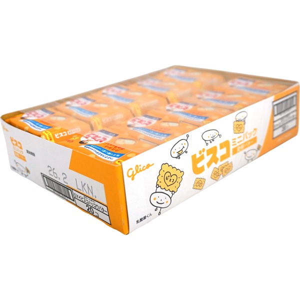 60円 グリコ 5枚ビスコミニパック 発酵バター [1箱 20個入]：駄菓子,お