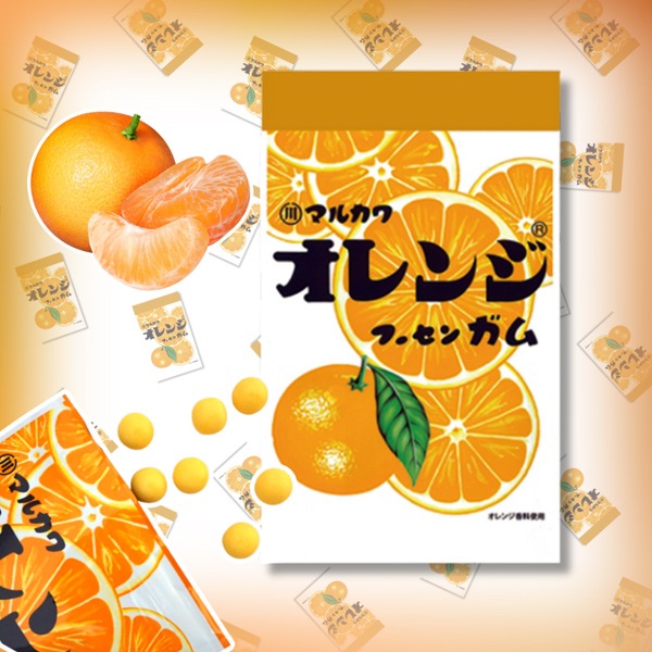 マルカワオレンジフーセンガムもちもちBIGクッションセット 100円 マルカワ チャック袋入りオレンジフーセンガム [1箱 10個入