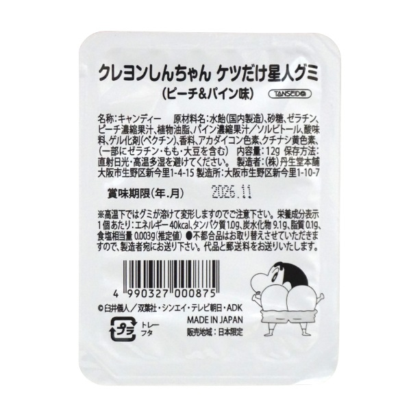 37円 丹生堂 クレヨンしんちゃん ケツだけ星人グミ ピーチパイン味 [1箱 36個入]