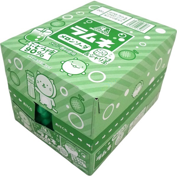 92円 森永 27gラムネ メロンソーダ&シュワ玉 [1箱 20個入]：駄菓子,お