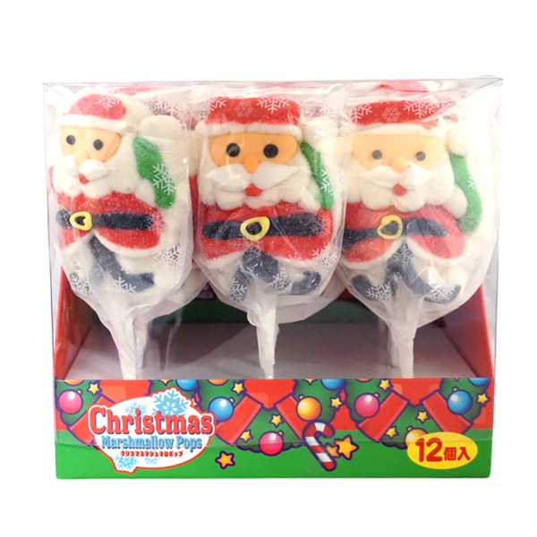 150円 やおきん クリスマスマシュマロポップ [1箱 12個入]：駄菓子,お