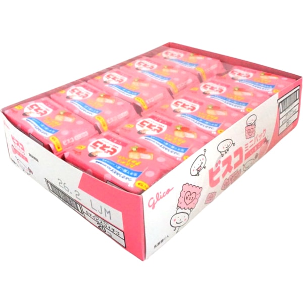 60円 グリコ 5枚ビスコミニパック いちご [1箱 20個入]：駄菓子,お菓子